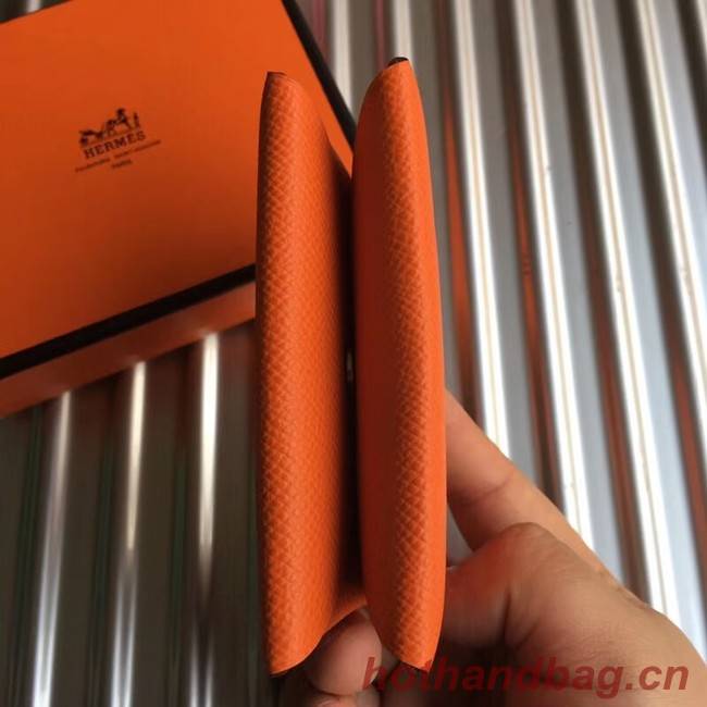 Hermes Bastia Epsom card case H0369 orange