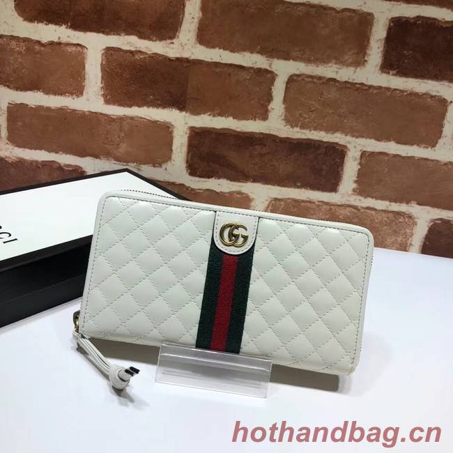 Gucci Leather zip around wallet with Double G 536450 white