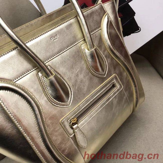 CELINE MICRO LUGGAGE HANDBAG IN LAMINATED LAMBSKIN 189793 GOLD