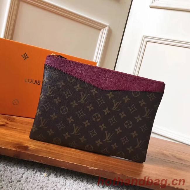 Louis vuitton original Monogram Canvas DAILY POUCH M62048 Bordeaux