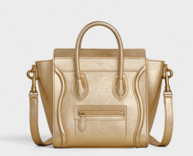 CELINE NANO LUGGAGE BAG IN LAMINATED LAMBSKIN 189243  GOLD