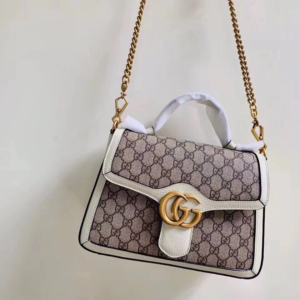 Gucci GG Marmont small top handle bag 498110 white