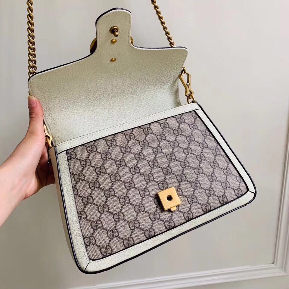 Gucci GG Marmont small top handle bag 498110 white