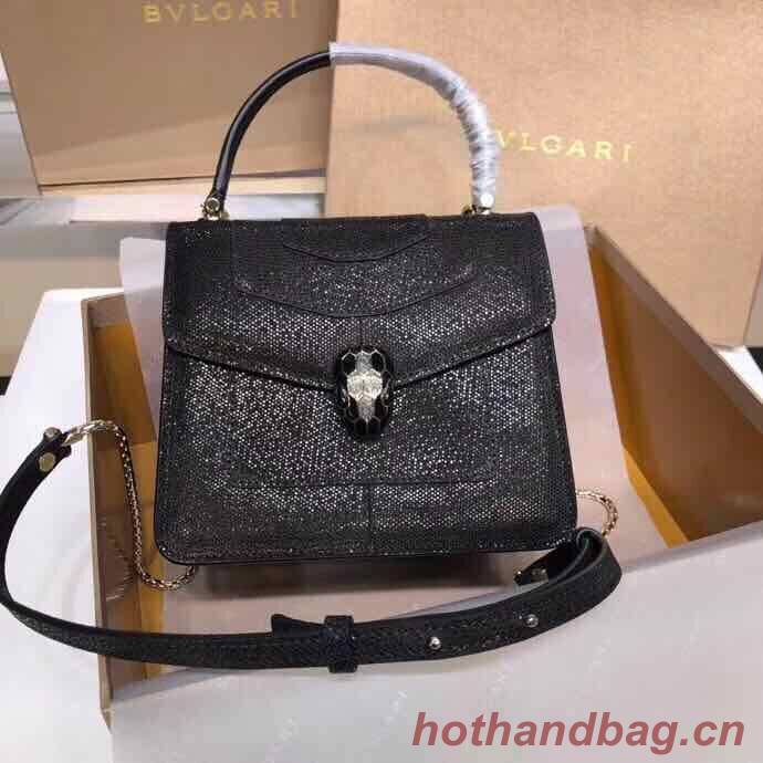 BVLGARI Serpenti Forever metallic-leather shoulder bag 058962 Black