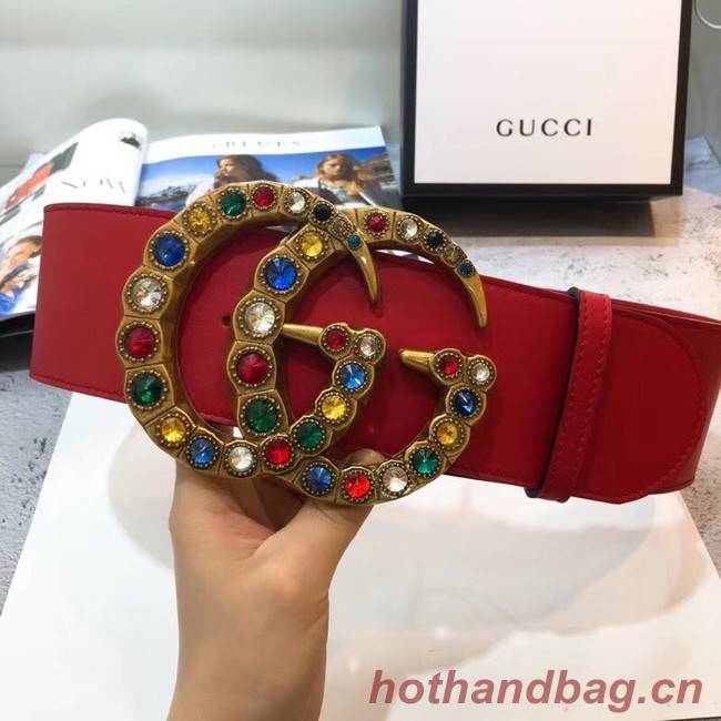 Gucci Wide leather belt with Double G 550111 red