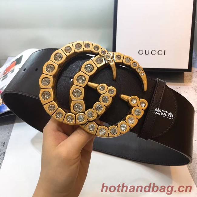 Gucci Wide leather with crystal Double G buckle 550110 Chocolates