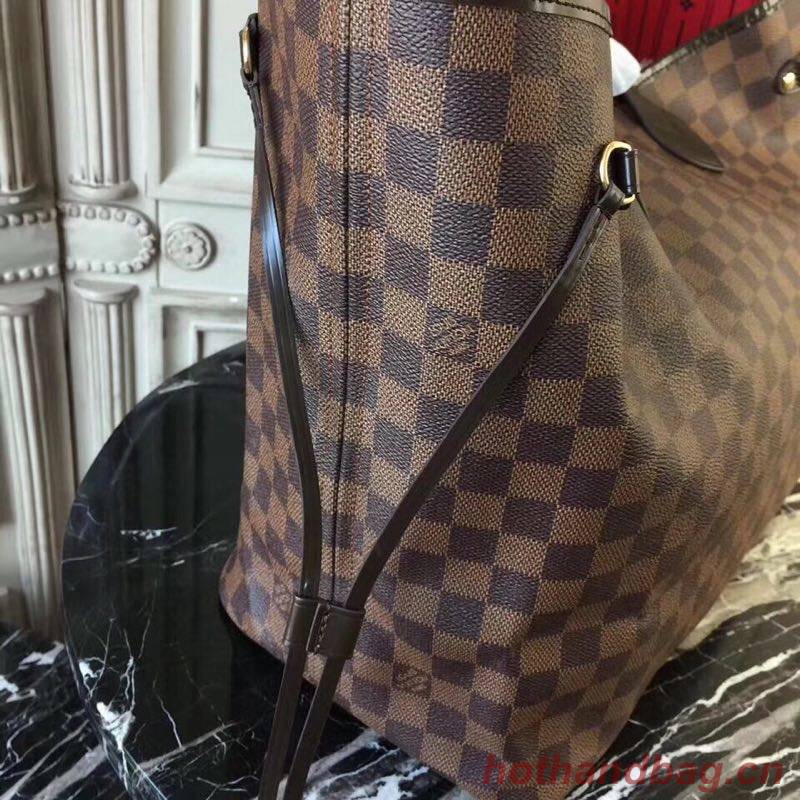 Louis Vuitton original Damier Ebene Canvas Neverfull GM N51106 Red