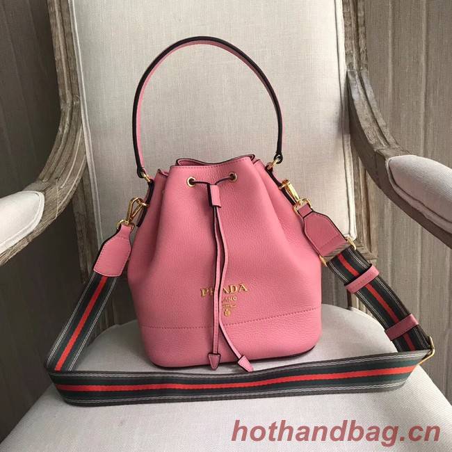 Prada Leather bucket bag 1BE018 pink