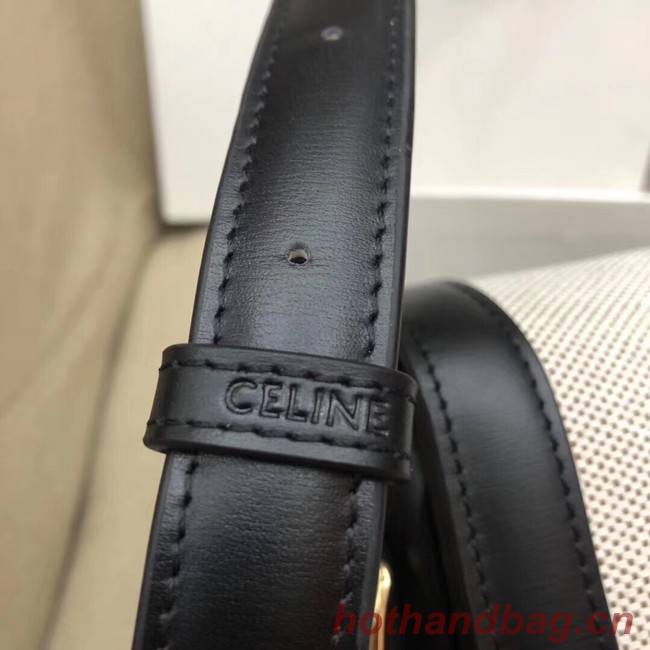 CELINE LARGE TRIOMPHE BAG IN TEXTILE AND NATURAL CALFSKIN 18887 black