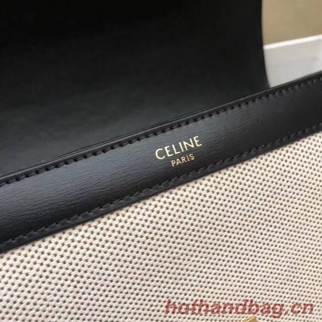 CELINE LARGE TRIOMPHE BAG IN TEXTILE AND NATURAL CALFSKIN 18887 black