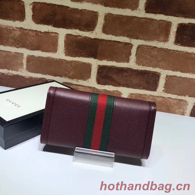 Gucci Ophidia leather wallet 523153 Wine