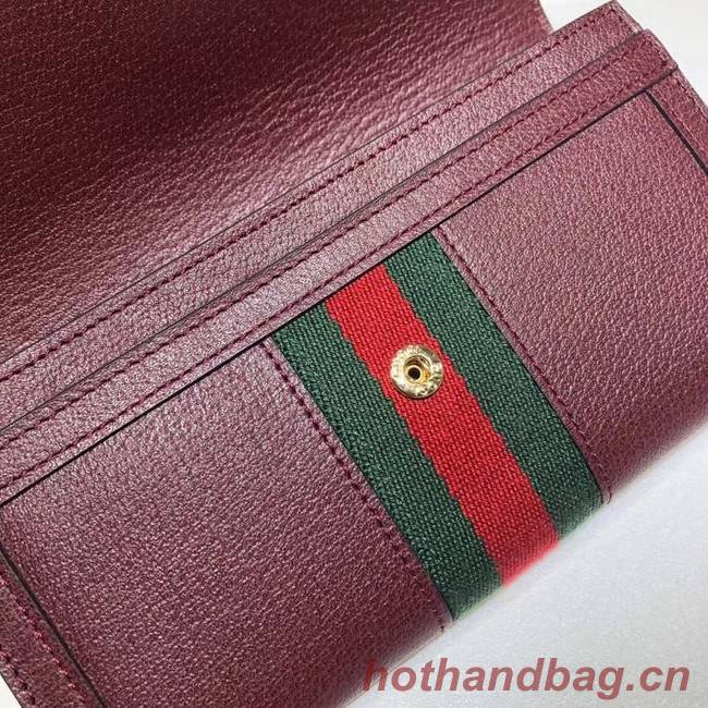 Gucci Ophidia leather wallet 523153 Wine