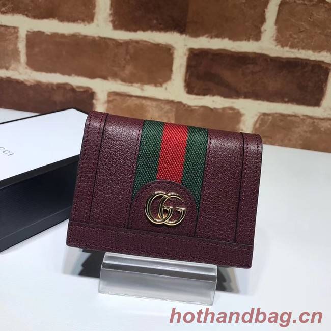 Gucci Ophidia leather wallet 523155 Wine