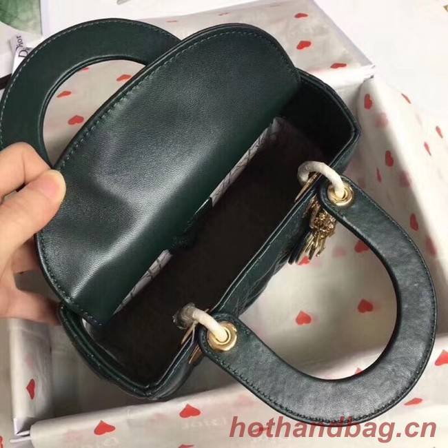 Dior lucky badges Original sheepskin Tote Bag A88035 Blackish green