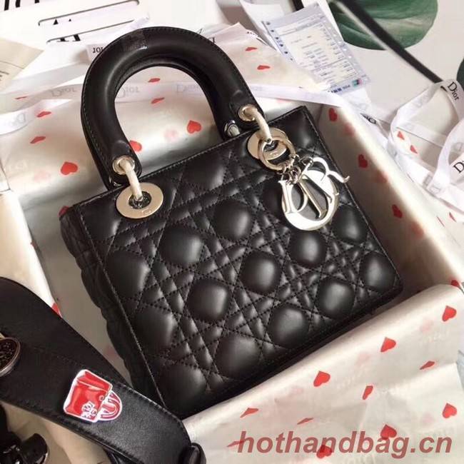 Dior lucky badges Original sheepskin Tote Bag A88035 black