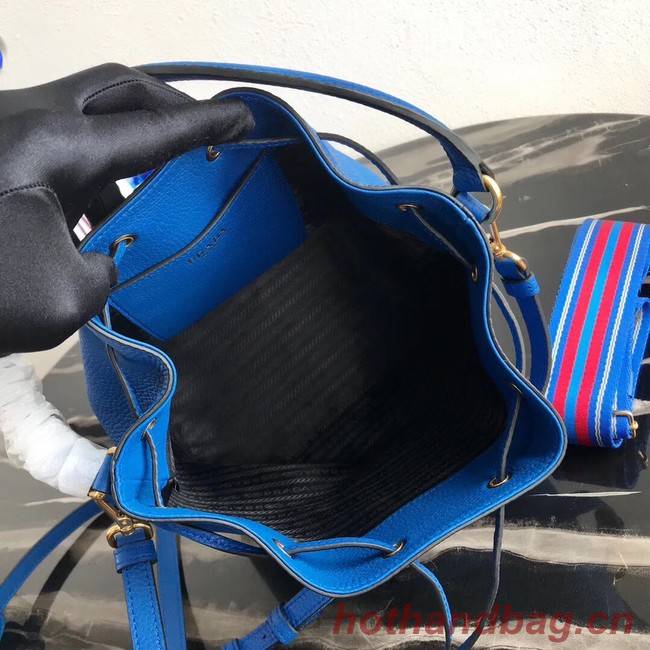 Prada Leather bucket bag 1BE018 blue