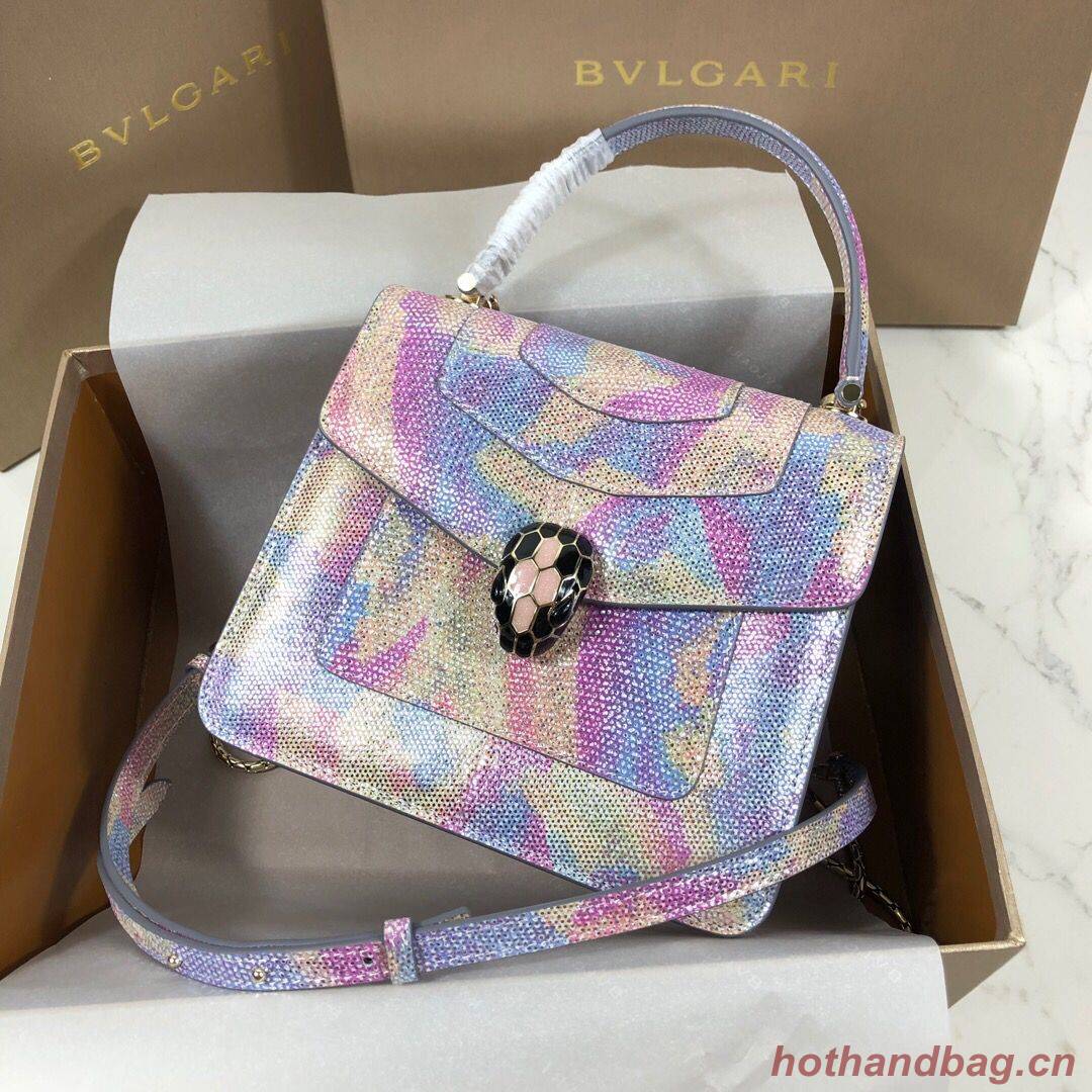 BVLGARI Serpenti Forever Metallic-leather Shoulder Bag 058962 Multicolor&Purple