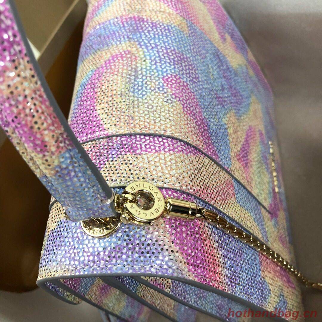 BVLGARI Serpenti Forever Metallic-leather Shoulder Bag 058962 Multicolor&Purple