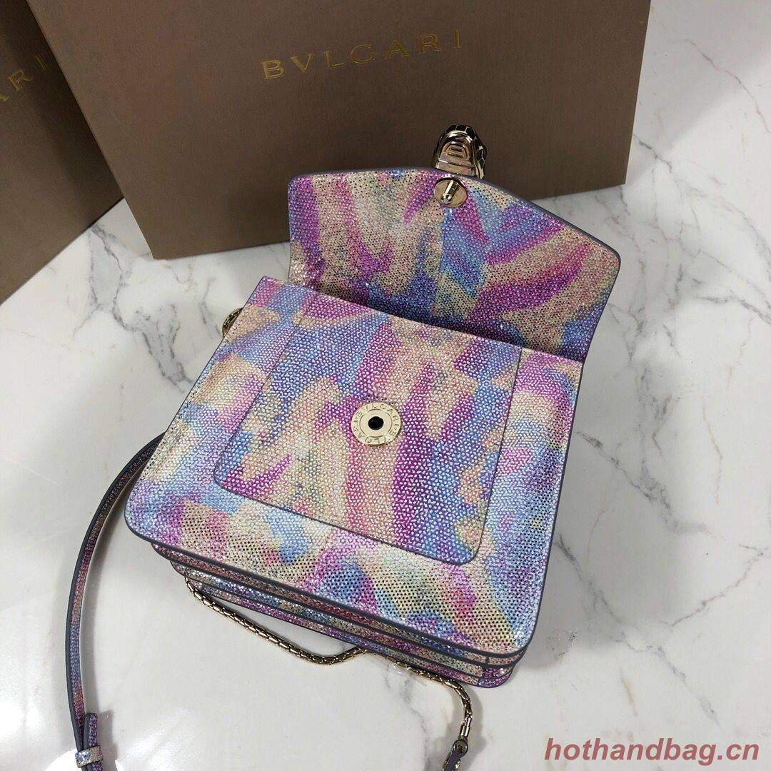 BVLGARI Serpenti Forever Metallic-leather Shoulder Bag 058962 Multicolor&Purple