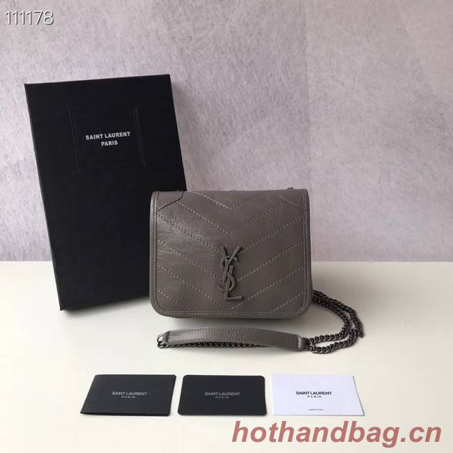 SAINT LAURENT Niki Mini leather shoulder bag 03743 grey