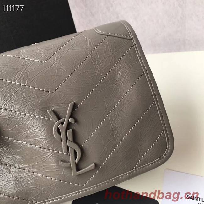 SAINT LAURENT Niki Mini leather shoulder bag 03743 grey