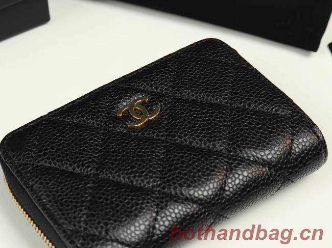 Chanel classic card holder Grained Calfskin & Gold-Tone Metal A69271 black