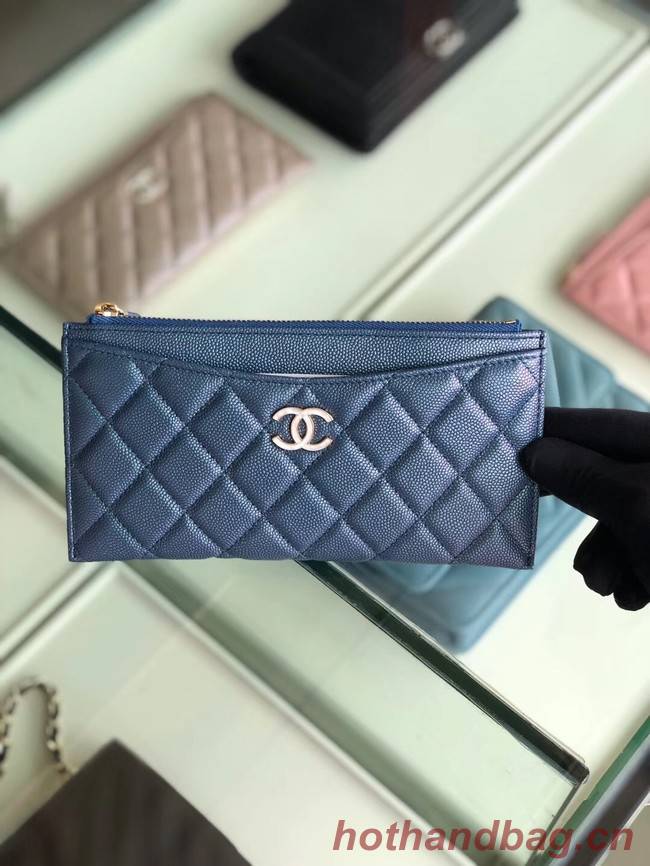 Chanel Calfskin Leather & Gold-Tone Metal A84107 blue