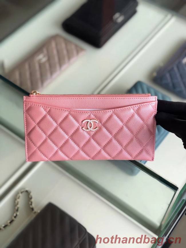 Chanel Calfskin Leather & Gold-Tone Metal A84107 pink