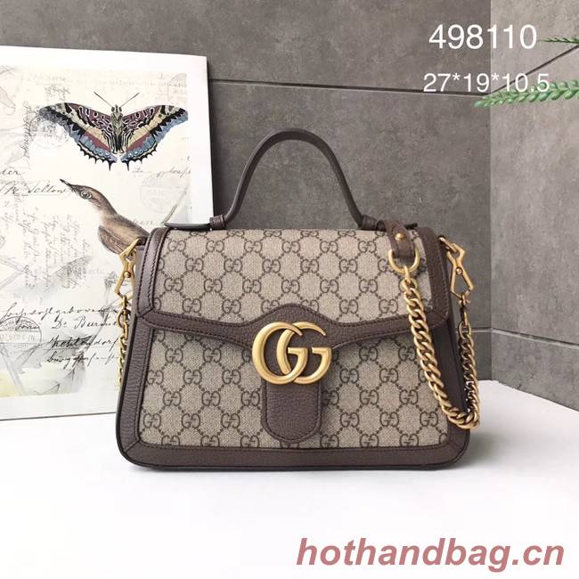 Gucci GG Marmont small top handle bag 498110 brown