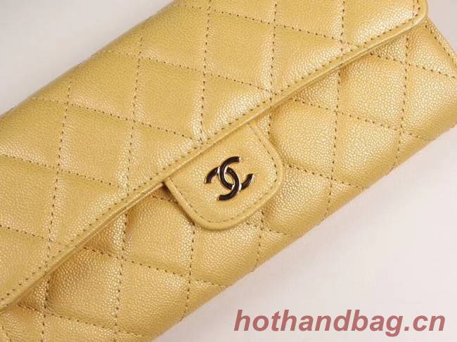 Chanel Calfskin Leather & Gold-Tone Metal A80758 yellow