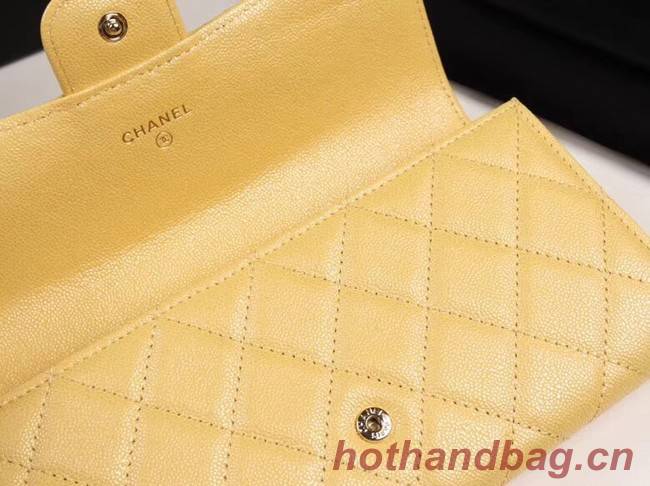 Chanel Calfskin Leather & Gold-Tone Metal A80758 yellow