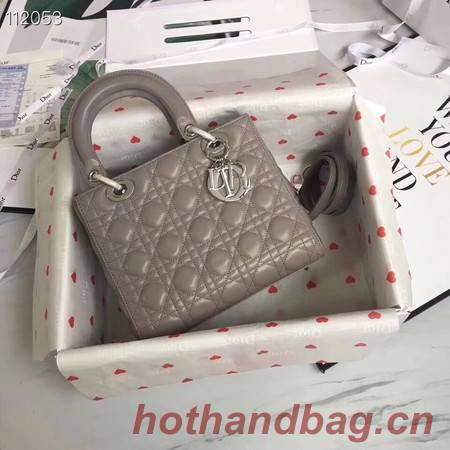 LADY DIOR LAMBSKIN BAG CAL44550 grey&silver-tone metal