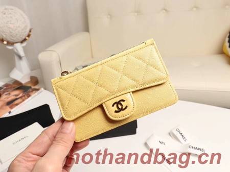 Chanel classic card holder AP0374 yellow