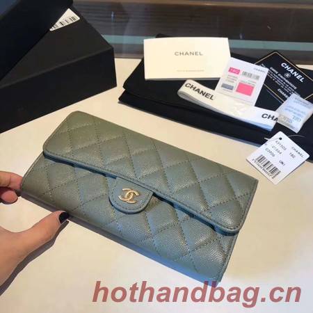 Chanel long flap wallet A80759 green