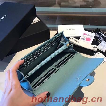 Chanel long flap wallet A80759 sky blue