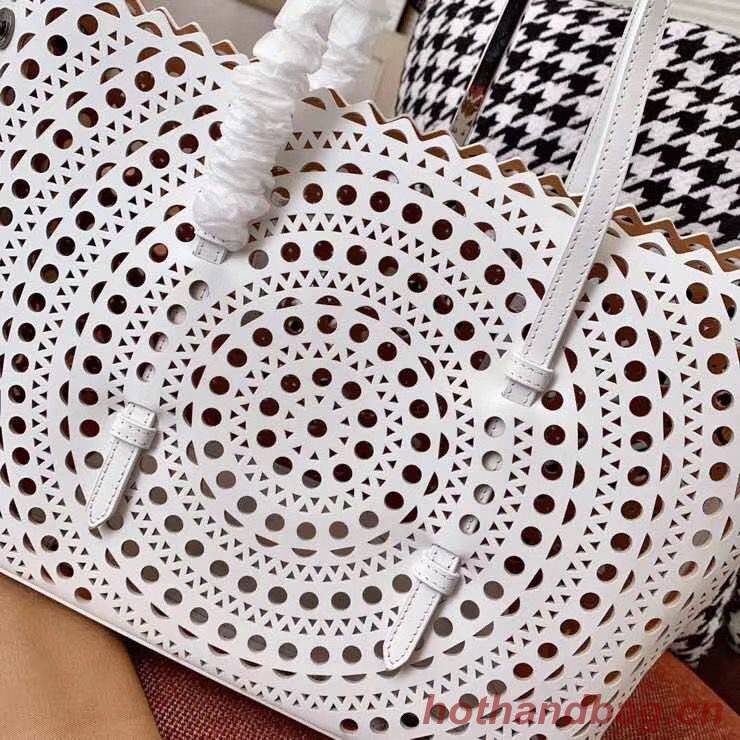 Alaia Openwork Original Leather Tote Bag A3658 White