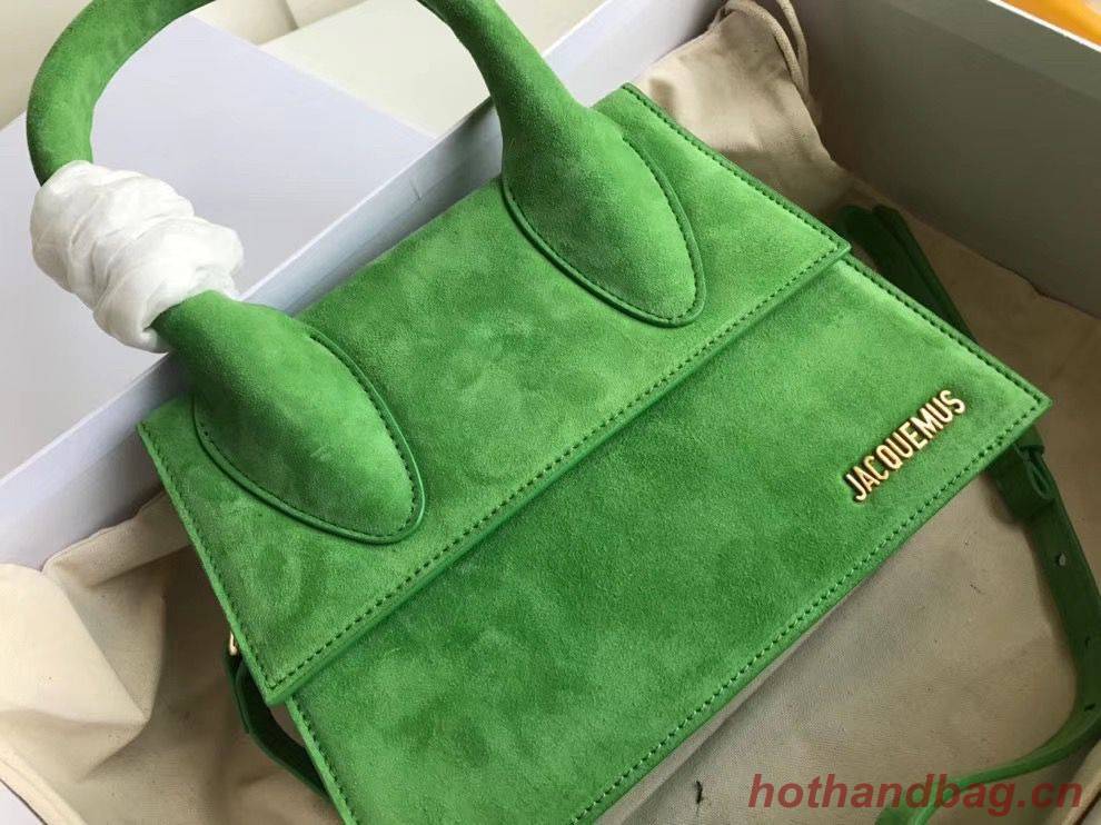 Jacquemus Original Velvet Leather Top Handle Bag J76235 Green