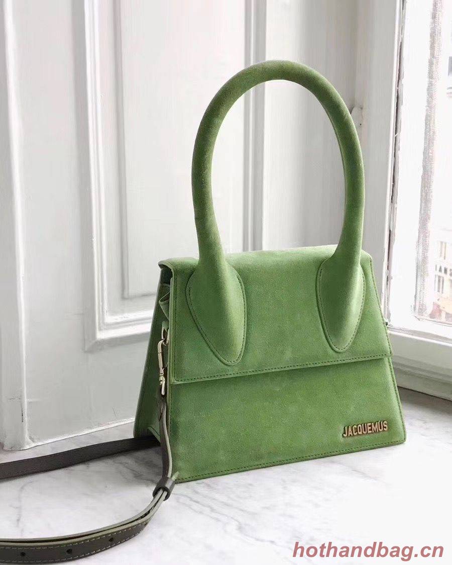 Jacquemus Original Velvet Leather Top Handle Bag J76235 Green