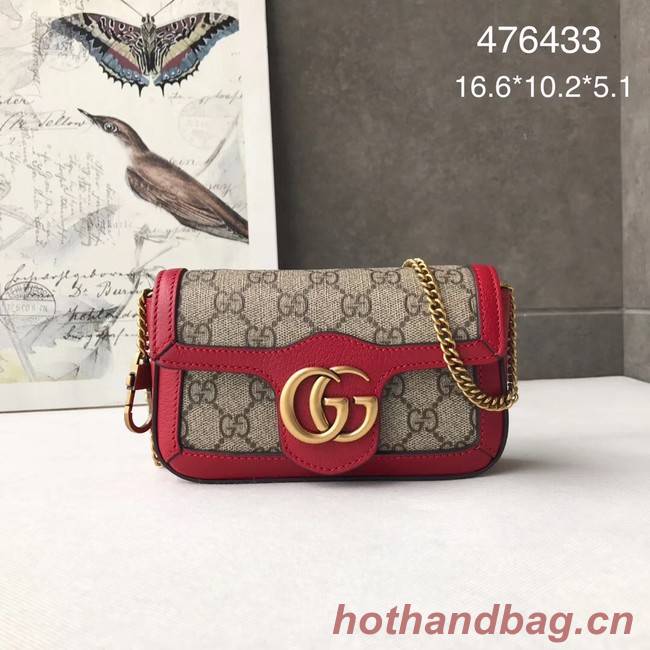 Gucci GG Supreme canvas 476433 Mini Shoulder Bag red