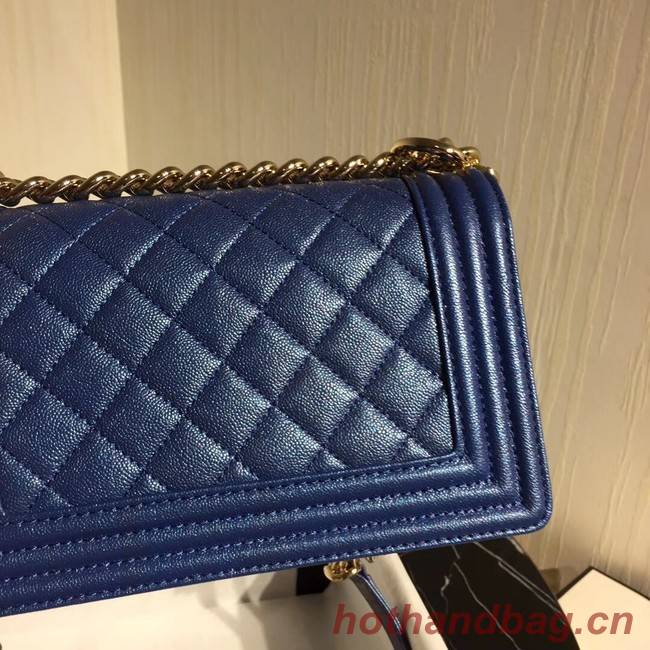 Boy Chanel Flap Shoulder Bag Original Leather Blue A67085 Gold