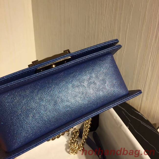 Boy Chanel Flap Shoulder Bag Original Leather Blue A67085 Gold