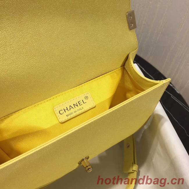 Chanel Le Boy Flap Shoulder Bag Original Leather Yellow A67086 Gold