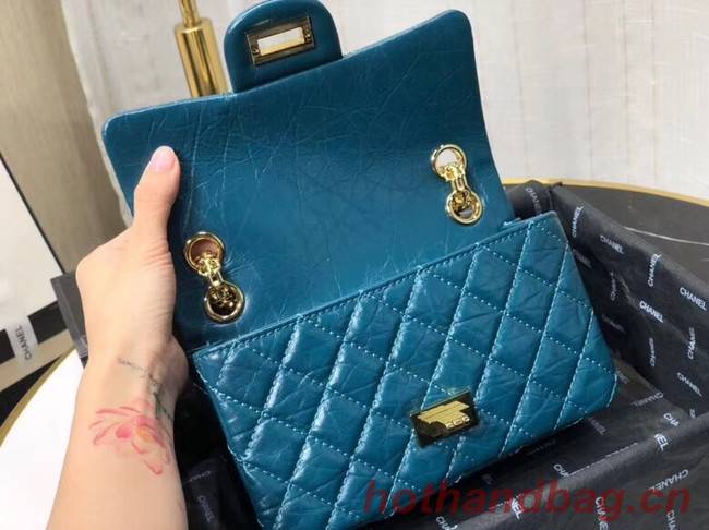 Chanel Shoulder Bag Original Leather Blue AS0874 Gold