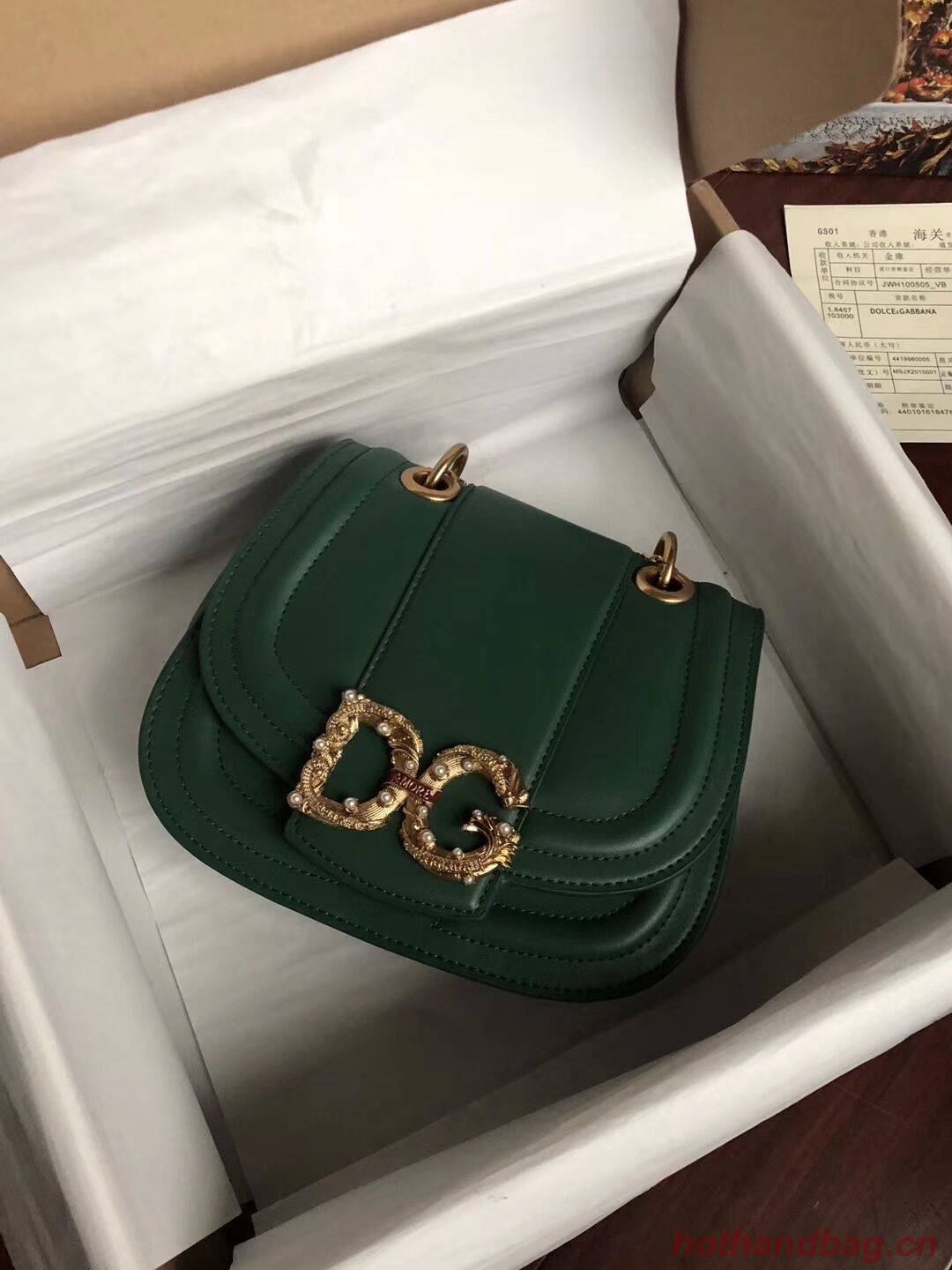 Dolce & Gabbana Origianl Leather Bag 4917 Green