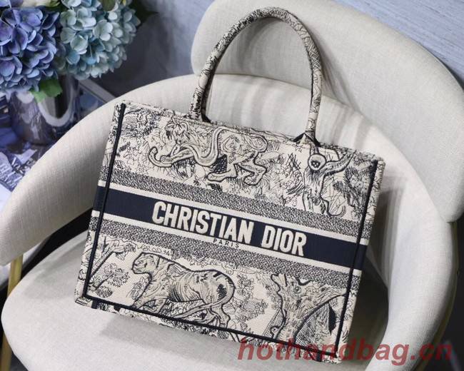 DIOR BOOK TOTE BAG IN EMBROIDERED CANVAS C1287