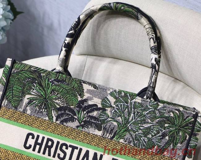DIOR BOOK TOTE BAG IN EMBROIDERED CANVAS C1287 green