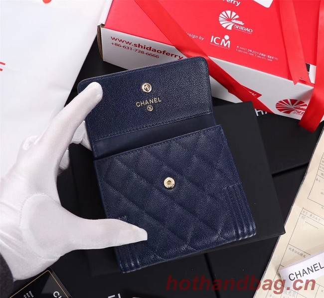 Chanel Calfskin Leather & Gold-Tone Metal A80734 blue