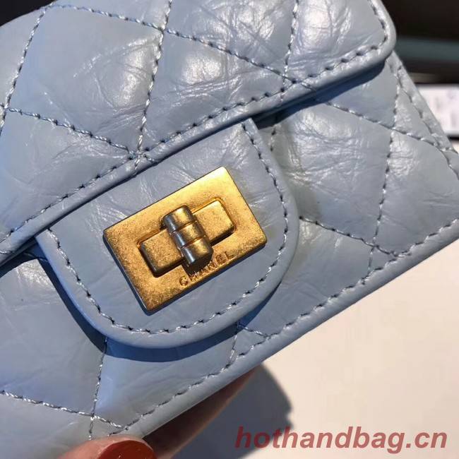 Chanel classic wallet Calfskin & Gold-Tone Metal A80234 light blue