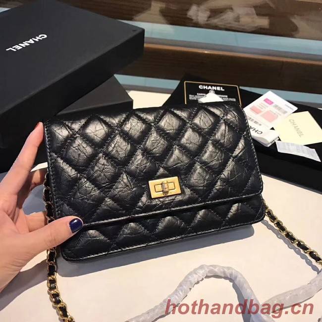 Chanel Calfskin & Gold-Tone Metal S33814 black