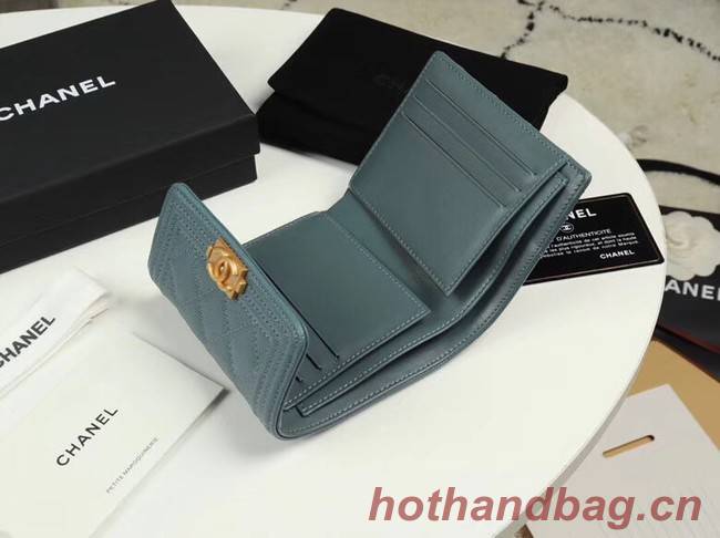 Chanel Calfskin Leather & Gold-Tone Metal A80734 light blue